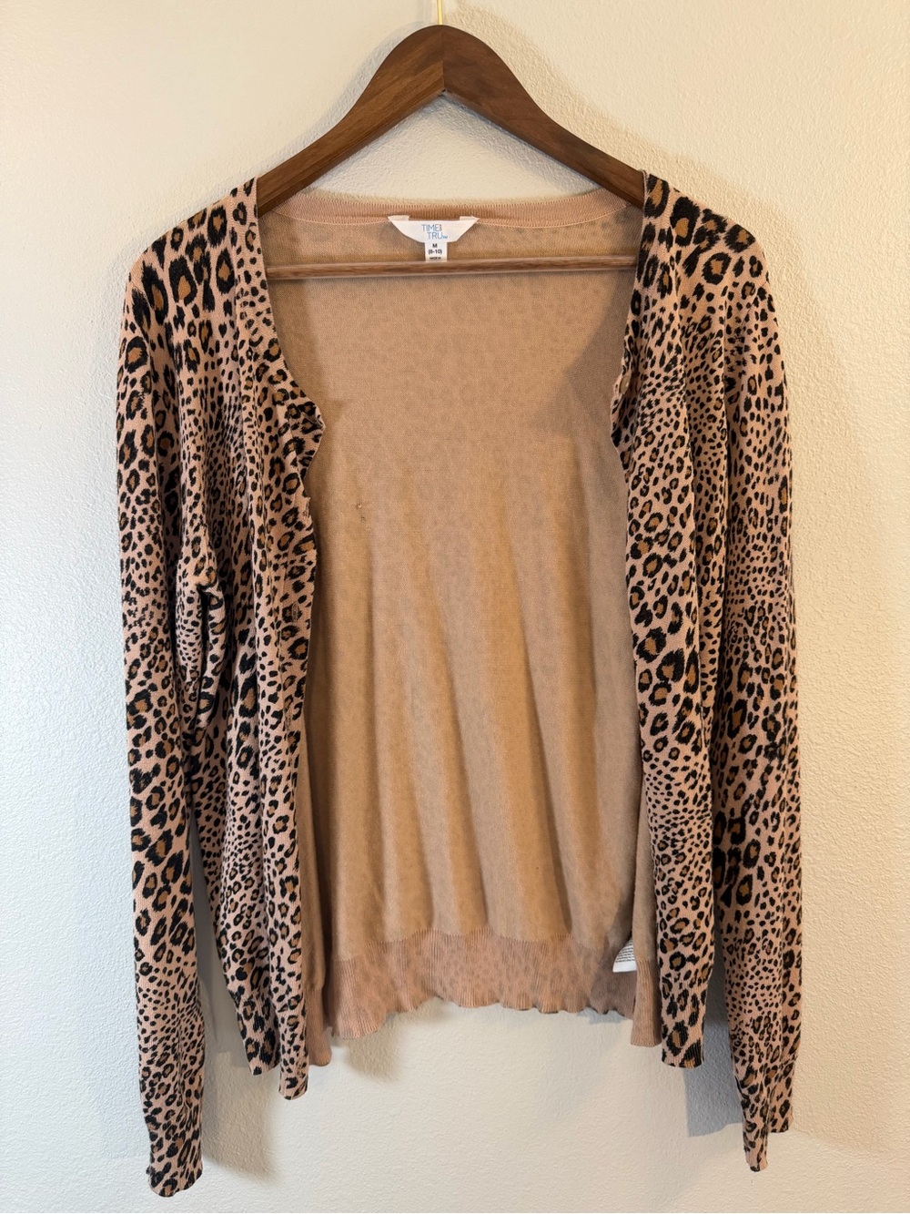 Leopard Print Button-up Cardigan - Beige & Brown